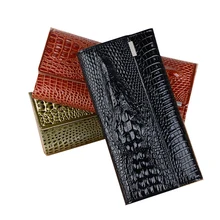 Fashion Alligator Women Patent Leather Wallet Long Trifold Designer Purse Women 3D Animal Printed Female Card Holder Lady