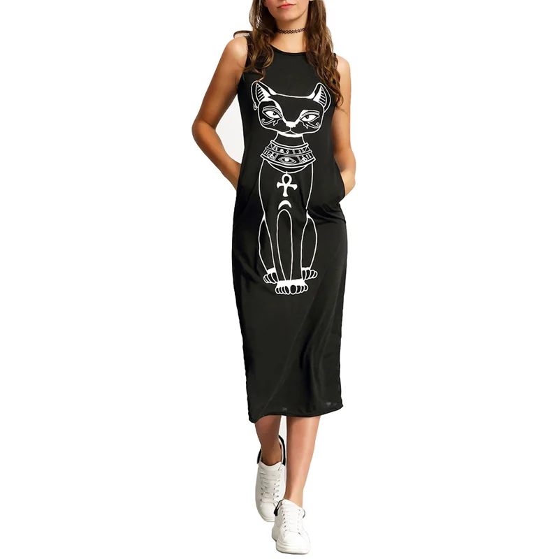 

Cat Dress Women Summer Boho Beach Casual Black Sexy Vintage Bodycon Bandage Elegant Knitted Christmas Party Dresses Plus Size