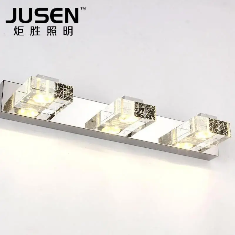 bubble crystal stainless steel 3 heads 9W bright led wall lamp for bathroom mirror light waterproof IP65 AC 80-265V 1097