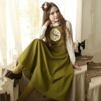 

LYNETTE'S CHINOISERIE Spring Autumn Original Design Women Vintage Embroidery Lace Mori Girls Twinset Woolen Dresses