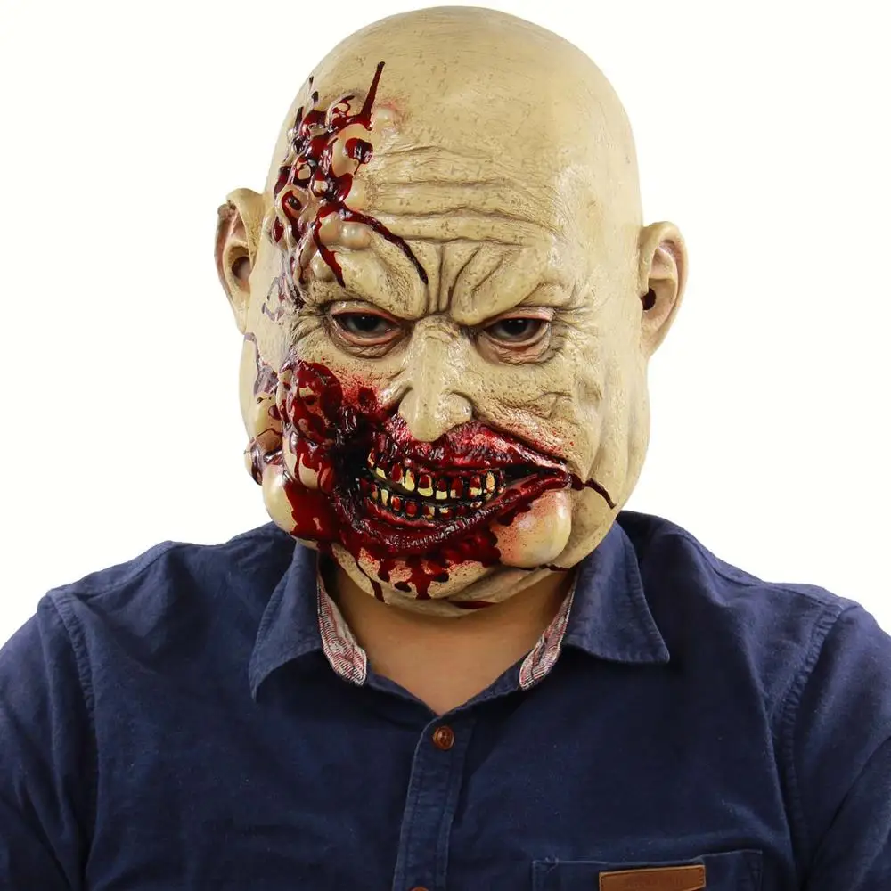 Страшная злая маска клоуна, двусторонняя латексная резиновая маска, костюм для Хэллоуина, маска клоуна с волосами для маски для взрослых - Цвет: Bloody butcher