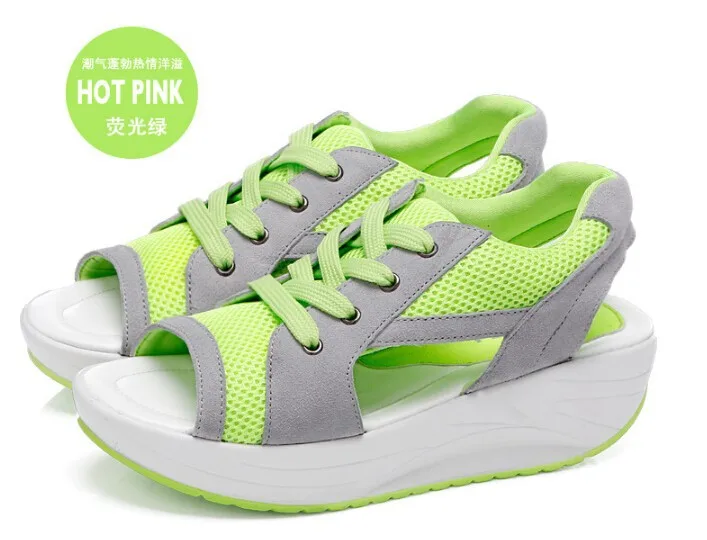 

2017Hot Fashion Summer Women's Sandals Casual Sport Mesh Breathable Shoes Women Ladies Wedges Sandals Lace Platform Sandalias