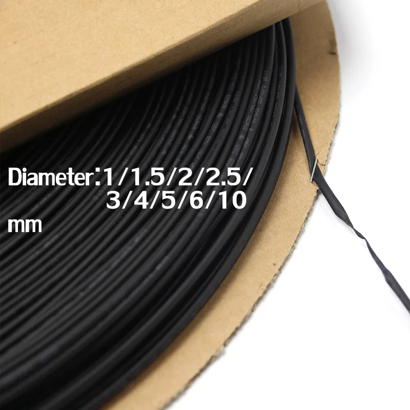Diameter1mm Heat Shrink Tubing Tube Sleeving Black for Wire Insulation