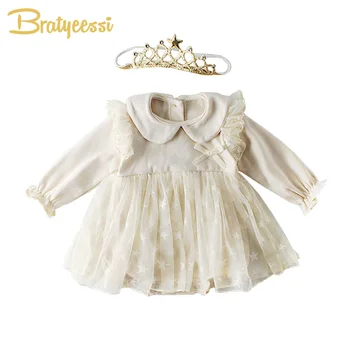 

Autumn Spring Baby Rompers Dress Princess Baby Costume Long Sleeve Ruffles Baby Girl Romper Birthday Party Infant Jumpsuit