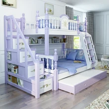 Фошань Современные дубовые двухъярусные кровати детская спальня мебель наборы для мальчиков и девочек
