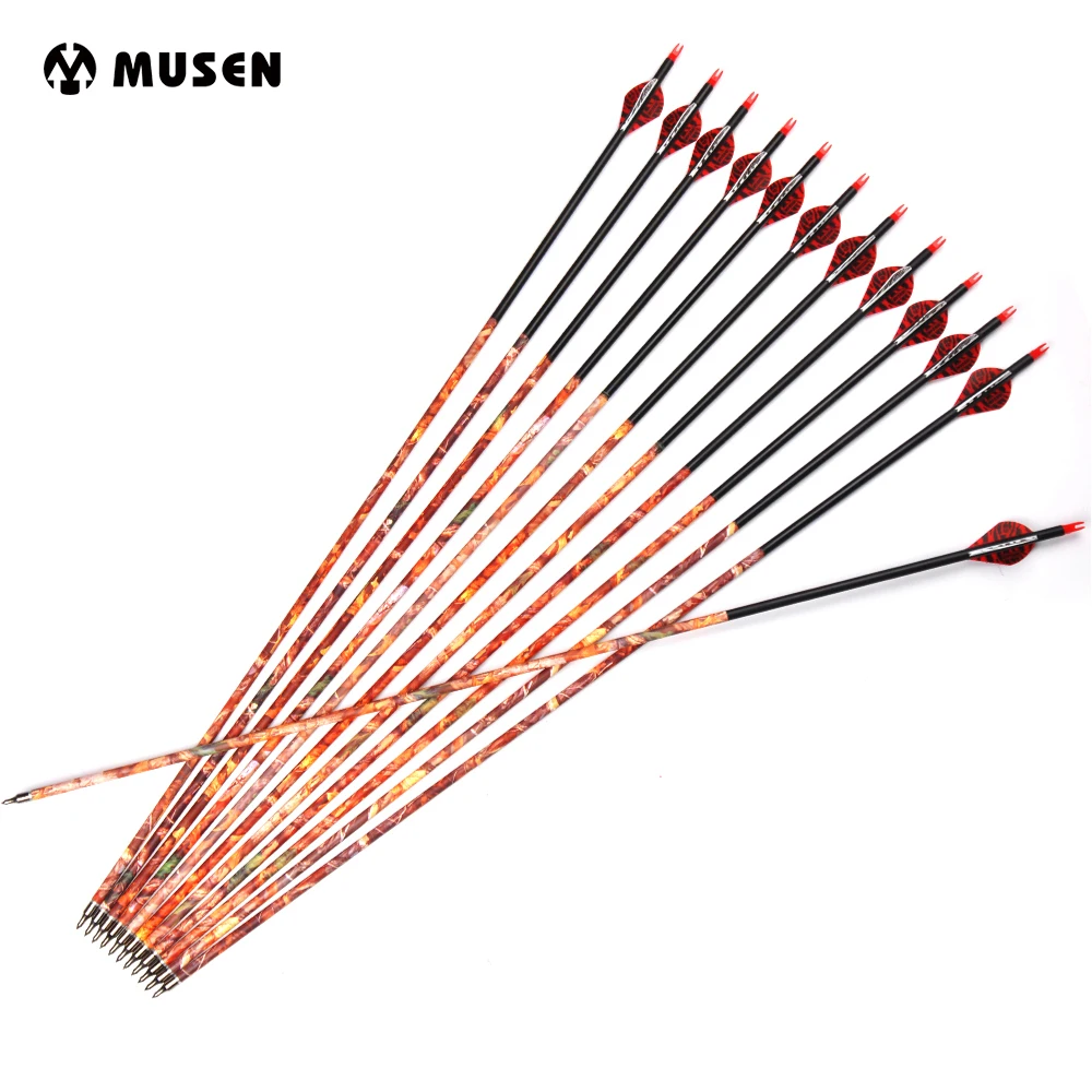 6/12/24pcs 80cm Archery Carbon Arrows Spine 500 OD 7.8mm with Removable