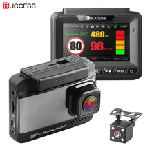 Ruccess Auto DVR 3 in 1 DVR Radar Detector GPS Full HD 1080 p Doppia Fotocamera Auto Video Recorder 1296 p Russo di Visione notturna WDR ADAS