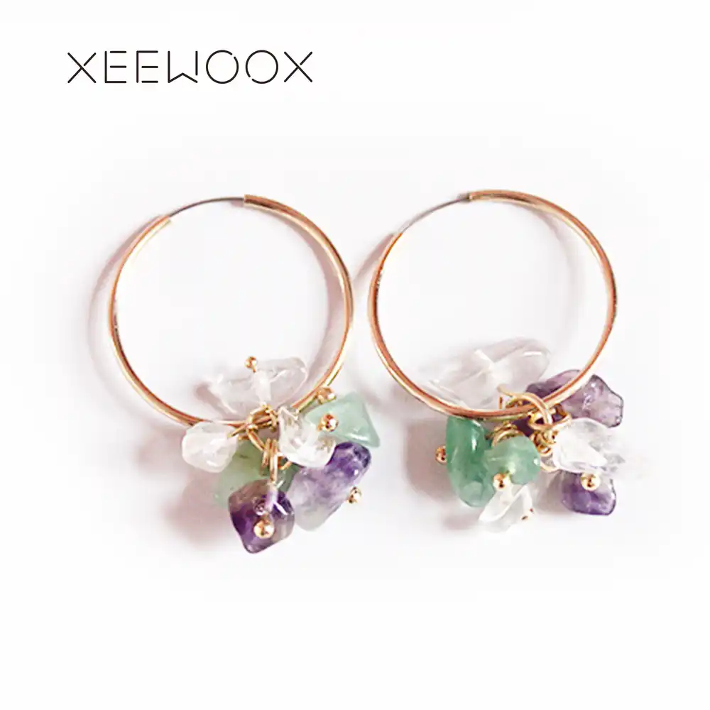 Crystal Raw Stone Hoop Earrings Bohemia Xeewoox 2019 New Week Designer Hyperbole Party Creative Women Jewelry Hoop Earrings Aliexpress