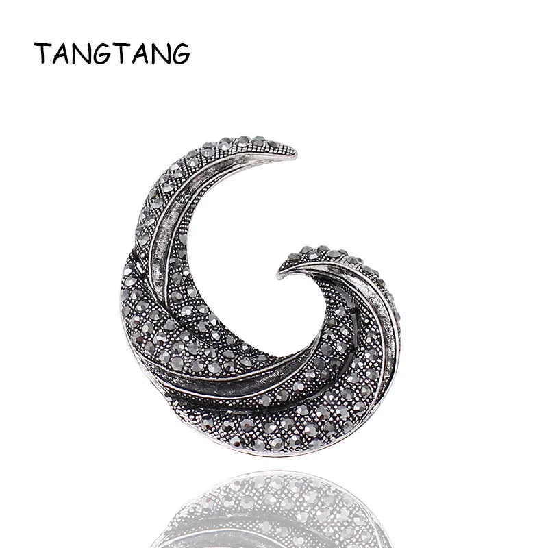 

Ear Shaped Rhinestone Black Tone Men Brooch Vintage Moon Style Retro Handmade Personality Wedding Pins Fashion, Item NO.: BH8268