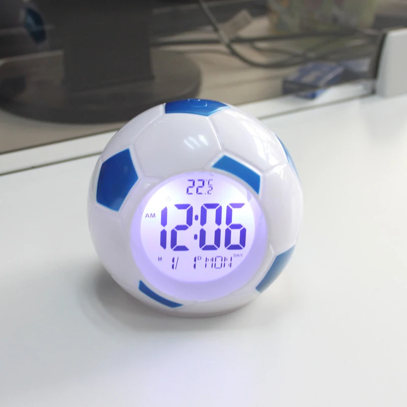 

Soccer Clock LED Alarm Clock Repeating Snooze Clock Digital Backlight Temperature Display Sounds Control Football