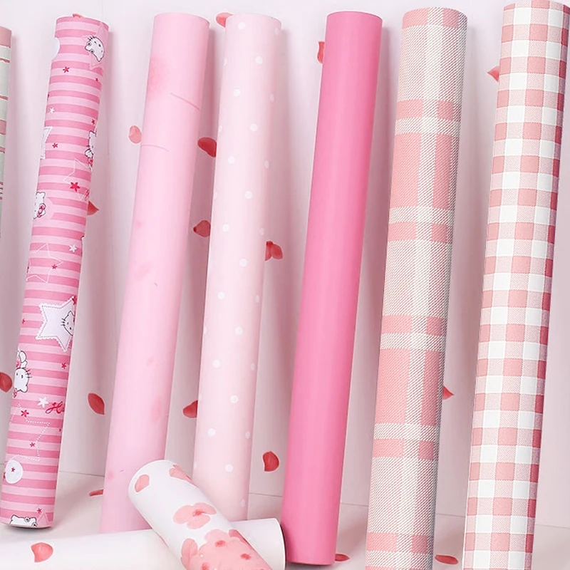 Pink Plaid Dormitory Desk Wall Stickers Solid Color Wallpaper For Kids Room Princess Room Girls Bedroom Self adhesive Wall Paper Pink Plaid Dormitory Desk Wall Stickers Solid Color Wallpaper For Kids Room Princess Room Girls Bedroom Self adhesive Wall Paper