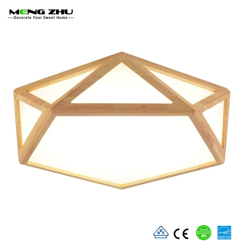 

MENGZHU 24W Diamond Shape Wood LED Ceiling Light Modern Art Home Decorate LED Lighting Lamp Luxury Brand 2019