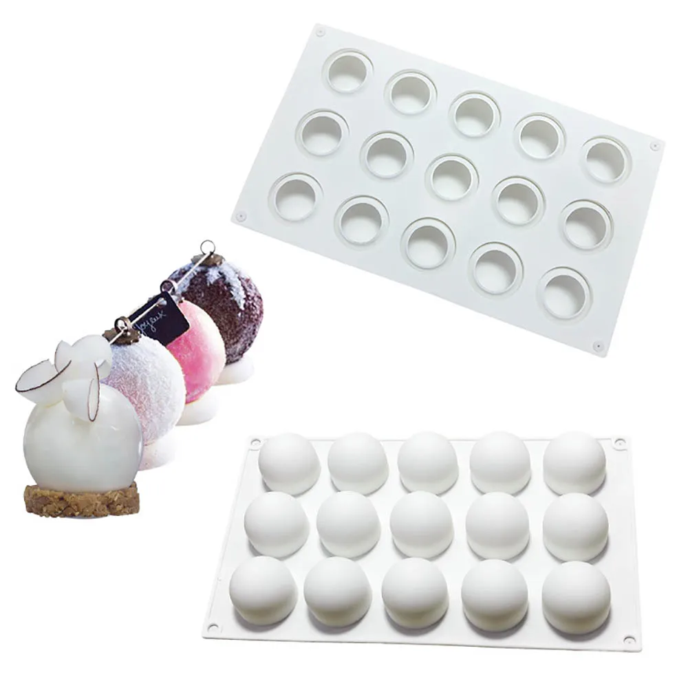 

GODWJ 15 Holes 3D Ball Silicone Cake Mold For Baking Mousse Chocolate Sponge Moulds Pans Cake Decorating Tools Bakeware