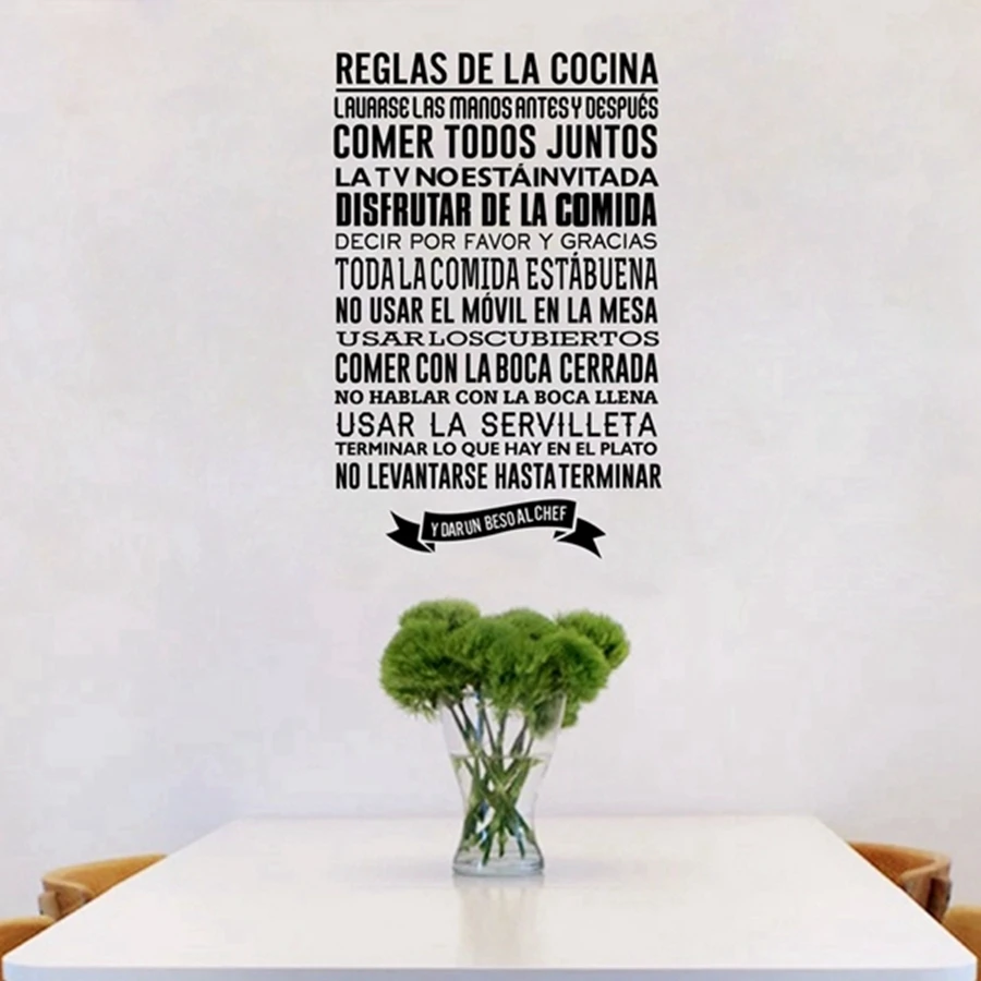

Reglas de la cocina Wall Stickers , Removable Wall Art Decals For Spanish Home Kitchen Decoration