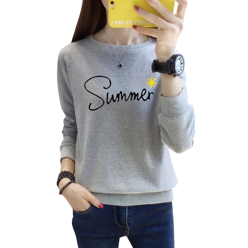 

New Spring Autumn Women Hoodie Fashion letters pattern cotton O-Neck Full-Sleeve casual loose Sweatshirts tops