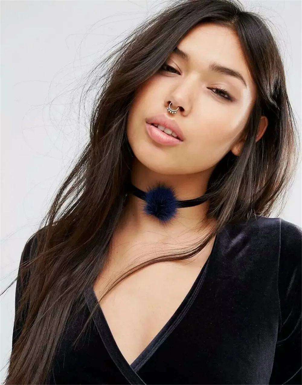 

Multicolor Velvet Necklace Female Gothic Bohemia fur collar and Maxi Collier jewelry