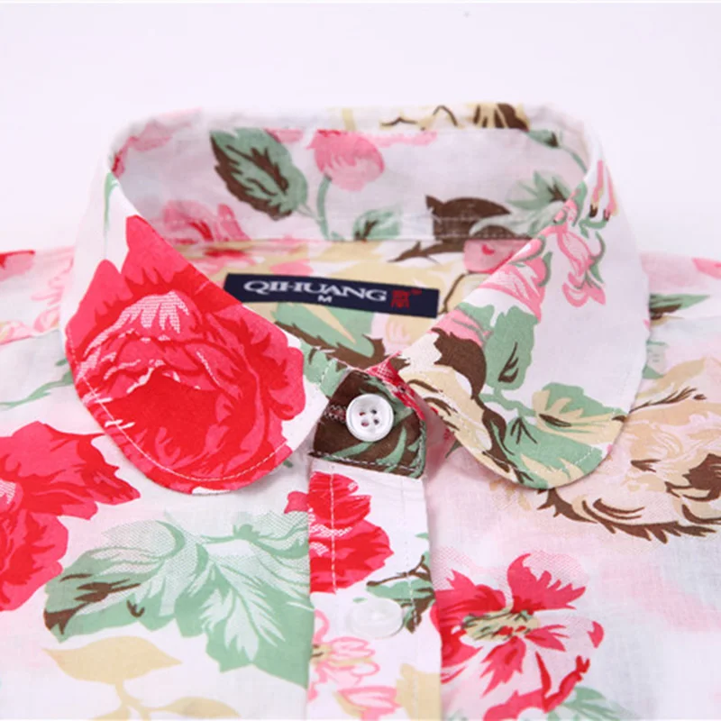 QIHUANG قصيرة كم قميص نسائي عارضة البلوزات القطن رفض طباعة قميص زائد حجم أزياء النساء قمم و بلوزة S-5XL QIHUANG قصيرة كم قميص نسائي عارضة البلوزات القطن رفض طباعة قميص زائد حجم أزياء النساء قمم و بلوزة S-5XL