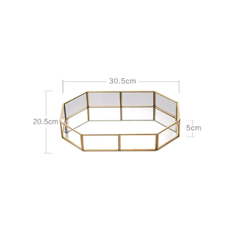 Творческий геометрический Nordic латунь Стекло лоток для хранения ювелирных изделий Прозрачный Стекло шкатулка для украшений украшения дома - Цвет: E