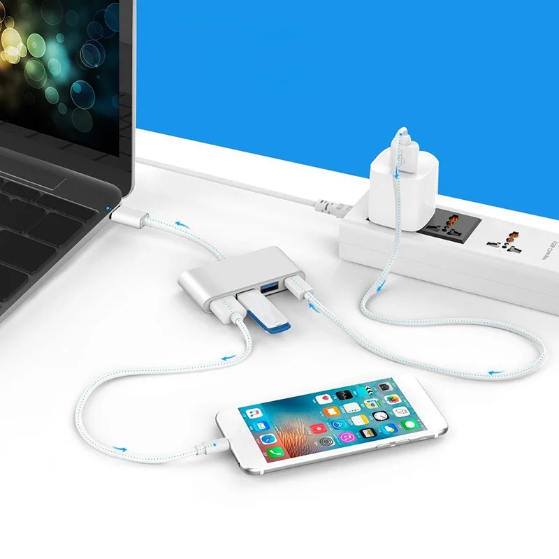 Usb-концентратор 3,0 Тип C концентратор USB 3,0 разветвитель 3 порта Мульти USB C хаб USB-C концентратор 2,0 несколько с функцией зарядки для ноутбука