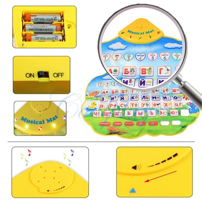 73X49cm Children Learning Mat Russian Language Toy Funny Alphabet Mat Learning Education Phonetic Sound Carpet ABC Toy