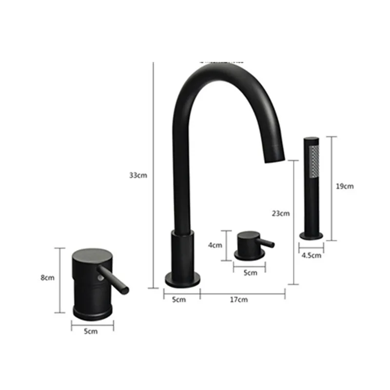 Online Schwarz Wasserfall Badewanne mixer mit messing hand dusche doppel funktion schwarz bad wasserhahn deck montiert bad dusche wasserhahn MJ04118H