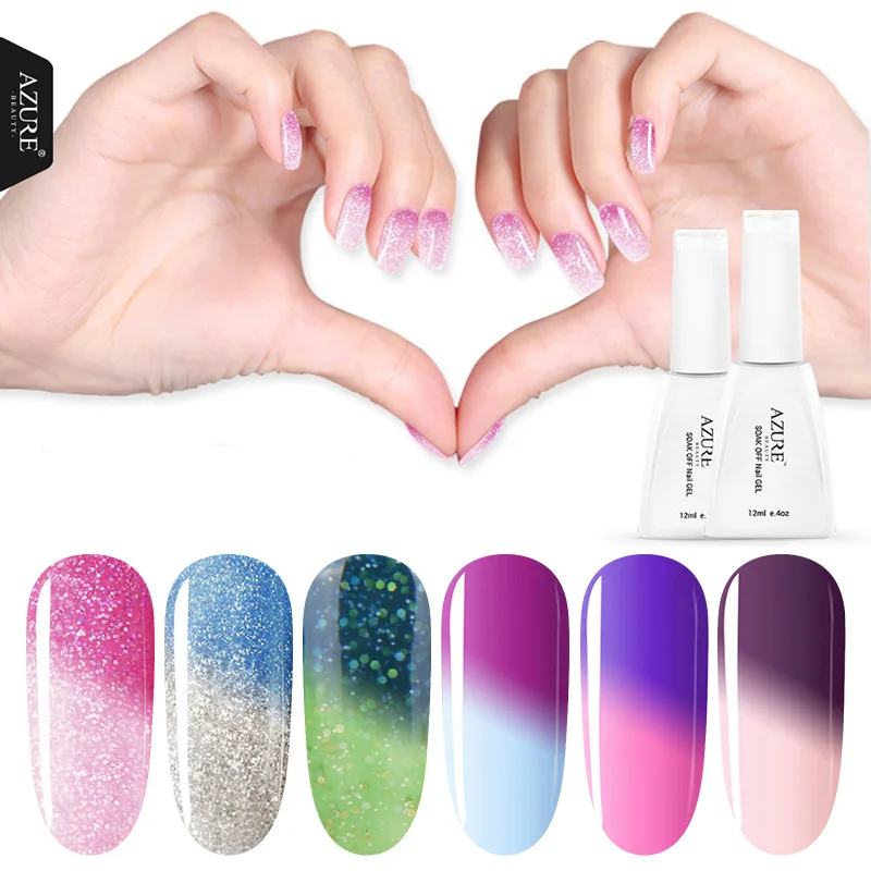 

Azure Newest Color Nail Gel Polish Thermal Temperature Changing Color UV Gel Nail Polish Soak Off Led UV Nail Gel Lacquer 12ML