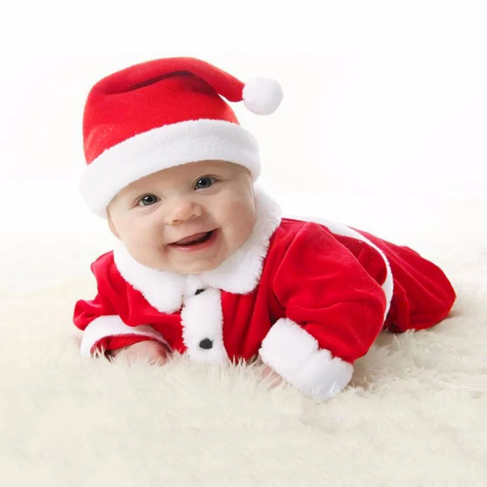 Рождественские флисовые топы для маленьких мальчиков и девочек, пуловер, штаны, шапка, комплект одежды, Рождественская одежда, первое Рождество для девочек