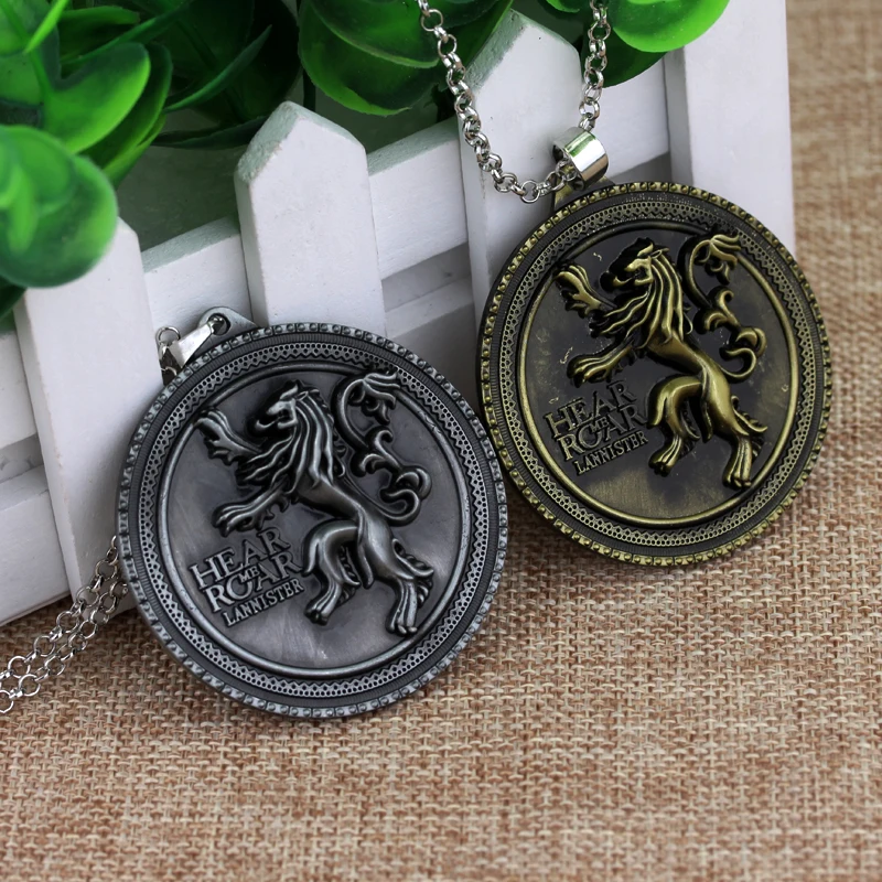 

Hot Game Of Thrones Necklaces For Men Women House Lannister Emblem Round Tag Pendants Necklaces