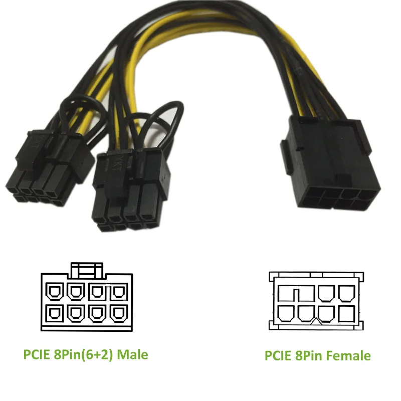 ULT-Best Cable PCI-E PCIE 8P Female to 2 Port Dual 8pin 6P+2P Male GPU Graphics Video Card Power Supply Riser Mining Cord Cabo