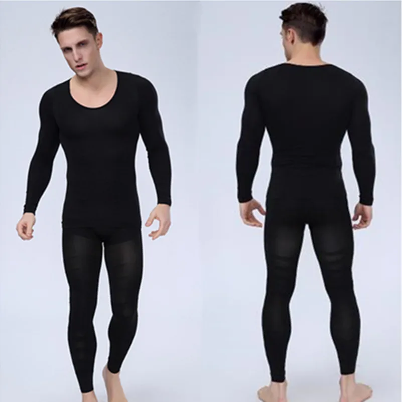 Mens Bodyshuits Underwear Body Shaper Long sleeve T Shirt And Slimming