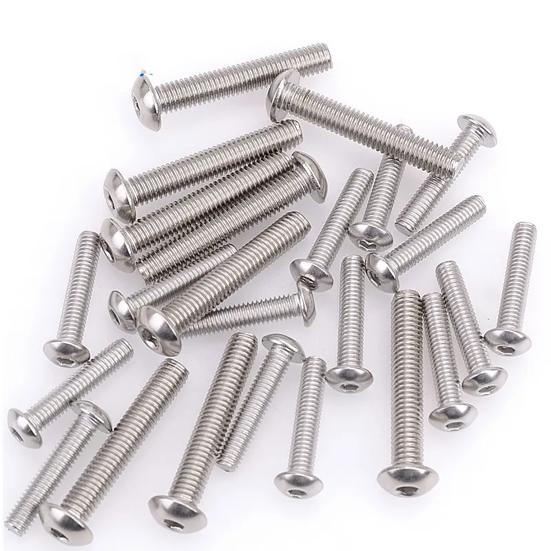 304 Stainless Steel Round Pan Head Hex Socket Bolts M2.5*12in Bolts