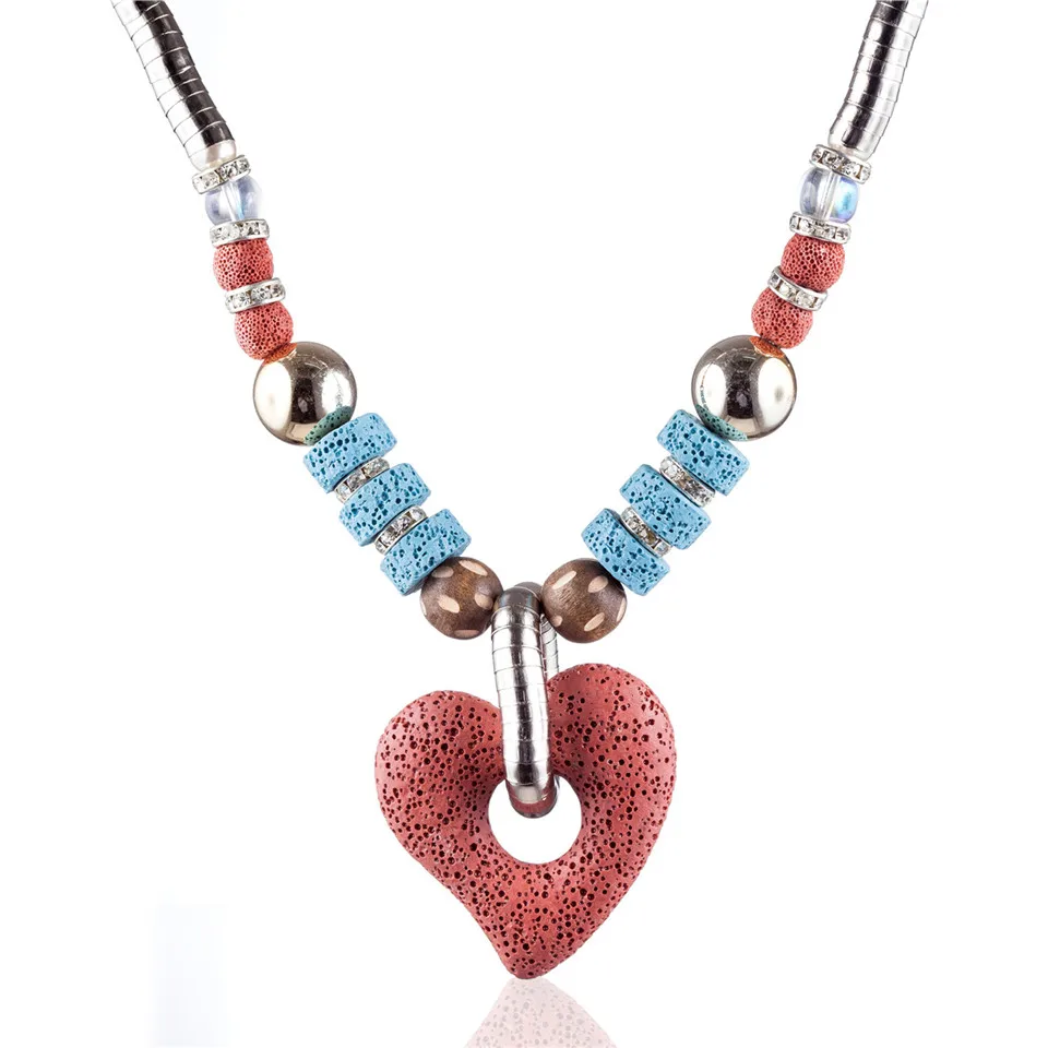 Мода женские украшения ожерелья и кулоны красивый синий вулканический камень длинное ожерелье женщин ожерелье Mujer Colar колье Kolye - Окраска металла: I