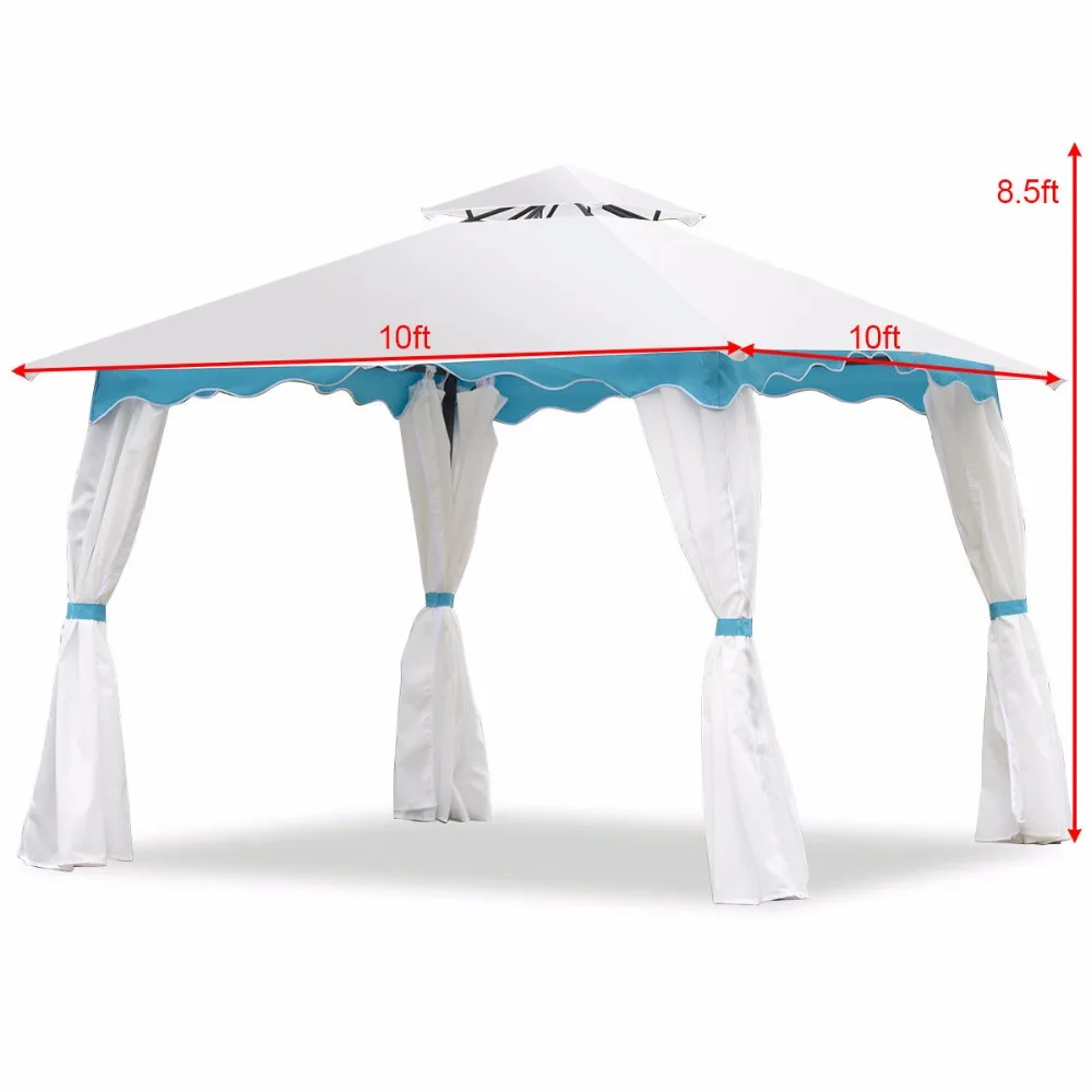 Giantex 2 уровня 10 'x 10' террасная беседка палатка стальная рама навес с боковыми