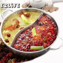 28/30/32/34/36/38/40 см кухонная посуда горячий горшок Twin Нержавеющая сталь правили Совместимость супа кастрюли прочный Кухня инструменты