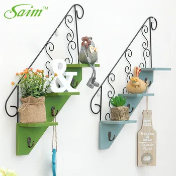

Saim Stair Model Wall Hanging Home Wall Decorative Racks Ornament Vintage Wall Decor Shelf Wooden Balcony Bonsai Flower Stand