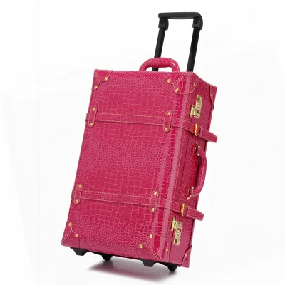 Чехол для костюма в стиле ретро, красный чехол на колесиках, женский косметический чехол, универсальная колесная шкатулка для приданого багажа невесты, свадебные женские дорожные сумки - Цвет: luggage