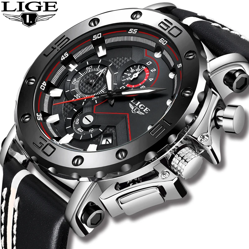 2018 New Watches Mens Top Brand LIGE Fashion Luxury Quartz Watch Male Military Waterproof Clock Men's Rose gold Sport Wristwatch