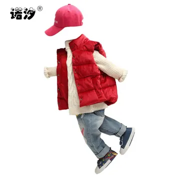 

Children jacket baby boys high quality winter autumn velour material vest kids cotton-padded thickening thermal waistcoat 1-7 Y