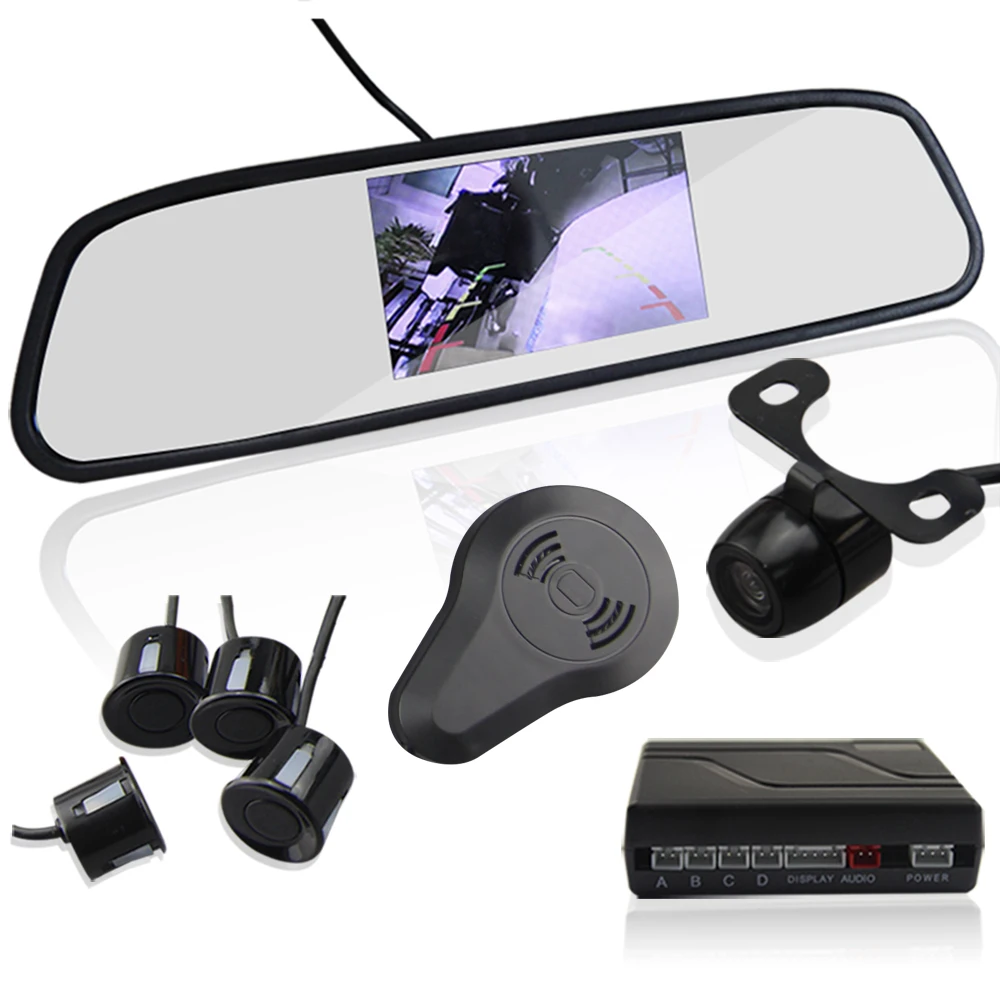 Auto Reverse Parking Sensor with Rear View Mirror 4.3 inch LCD Display