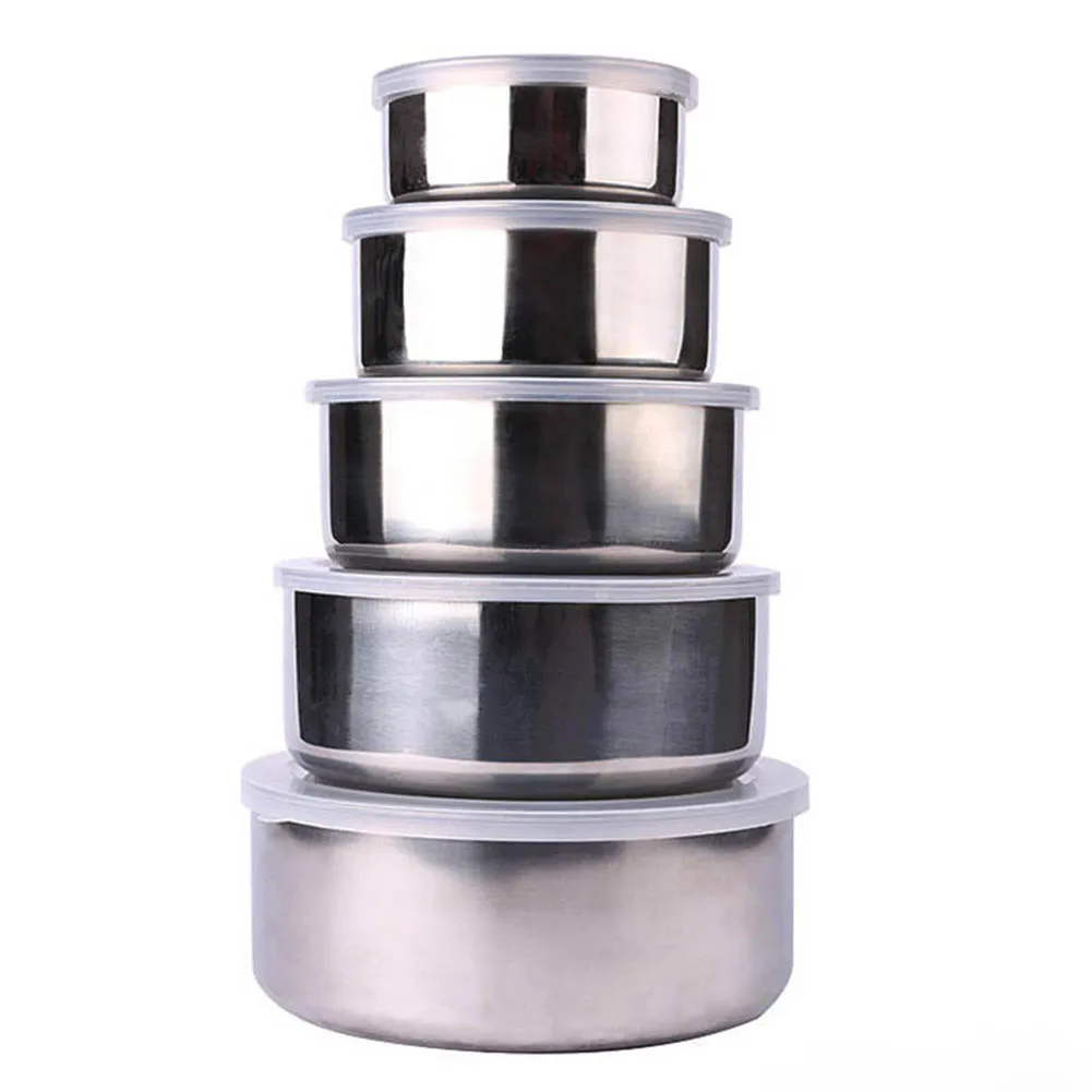 5 Pcs Hot New BPA Free Stainless Steel Food Storage Bowl with Lid Home