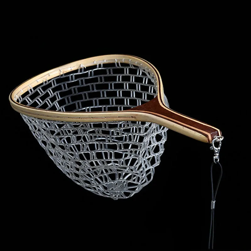 New LEO Original rubber fishing net landing net bamboo and wooden frame