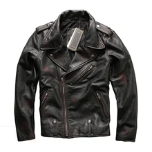 Простой дизайн, хорошее качество, мужская куртка из коровьей кожи, Мужская винтажная куртка из натуральной воловьей кожи NF_1834