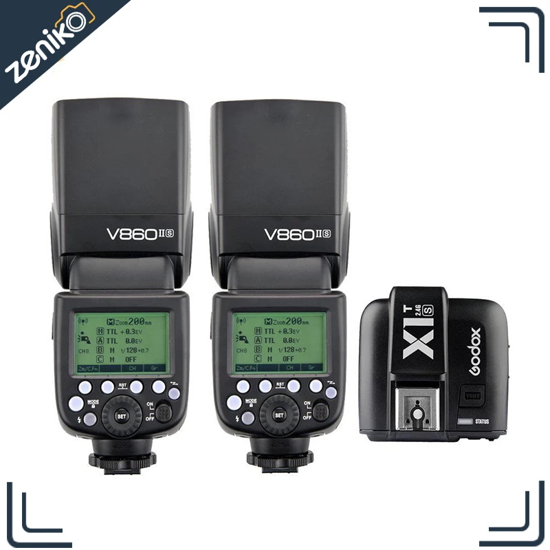 

2*Godox Ving V860II-S 2.4G TTL Li-ion Battery Camera Flash Speedlite & X1T-S Transmitter for Sony DSLR Cameras