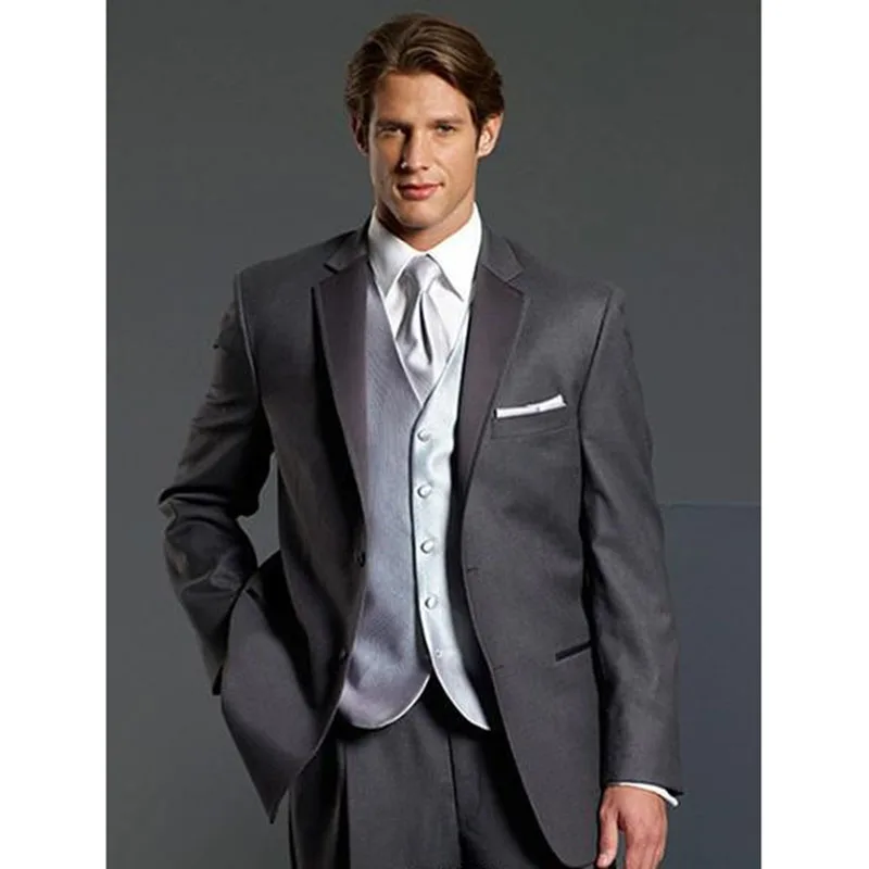 Custom Made Groom Tuxedos Charcoal Grey Notch Lapel Best