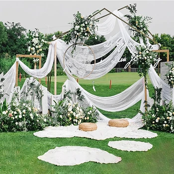

48cm x 5yards Mariage Yarn Tulle Roll Sheer Crystal Organza Fabric Birthday Event Party Supplies for Wedding Decoration
