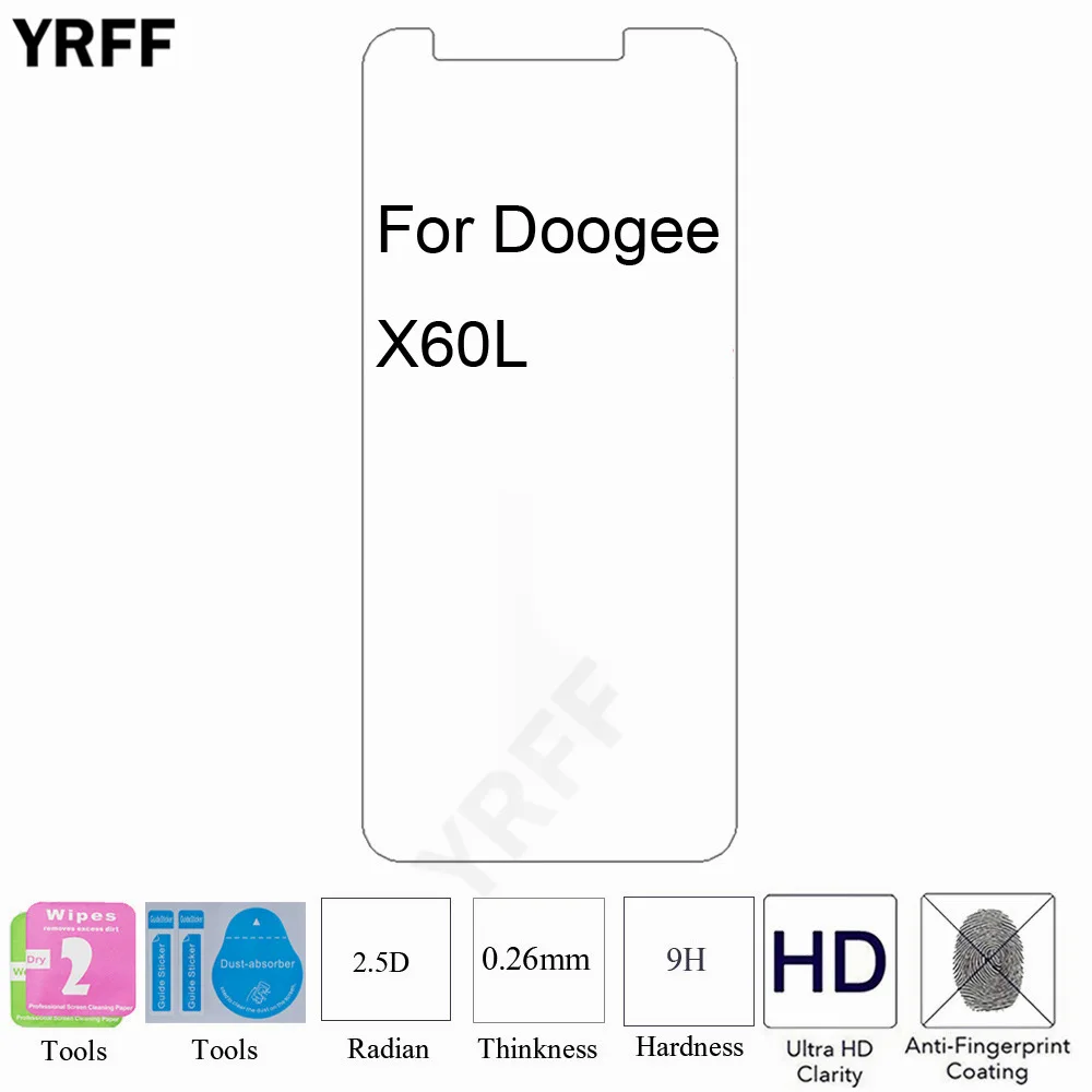2 шт. 2.5D 0 25 мм 9H Для Doogee X60L X55 X53 X50 Закаленное стекло Защитная пленка для экрана