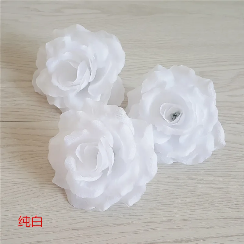 

White Flower Head 10CM Silk Roses Artificial Flower for Wedding Birthday Party Decoration DIY Bridal Corsage Flower Ball Garland