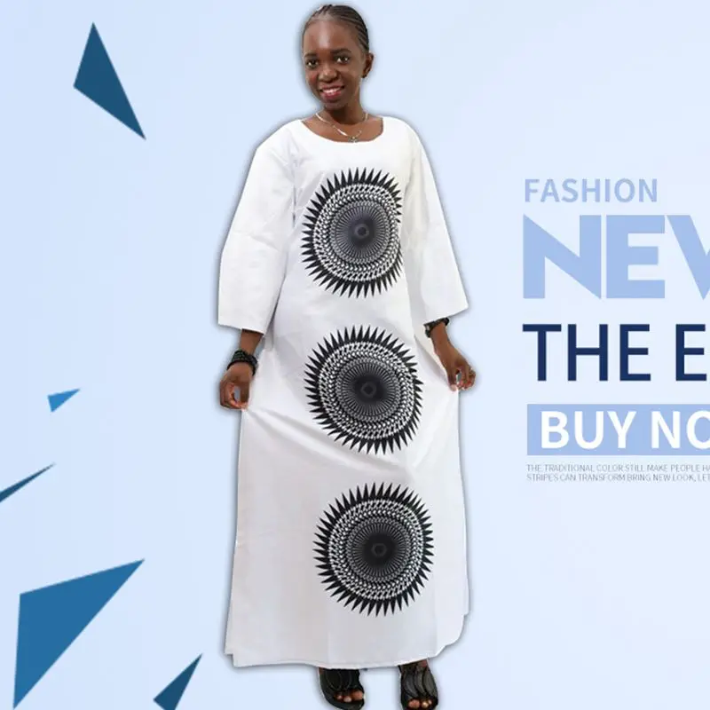 

2017 New African dresses For Women Top Bazin African Traditional white clothing long sleeve For ladies without scarf