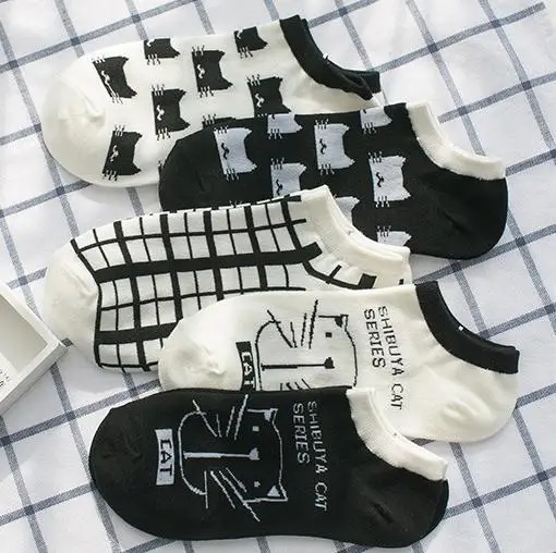 10 пар/партия хорошее качество хлопок Для женщин Мода Носки для девочек кошка характер носки женские носки Для женщин с короткими