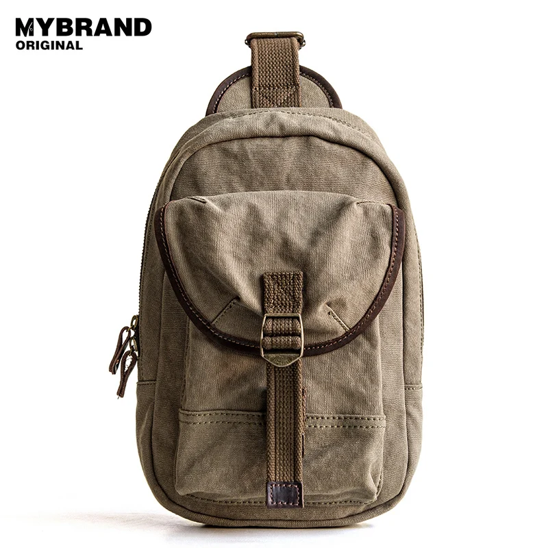 

MYBRANDORIGINAL casual men's canvas chest bags small retro shoulder chest bag for man canvas small crossbody men bag xb16